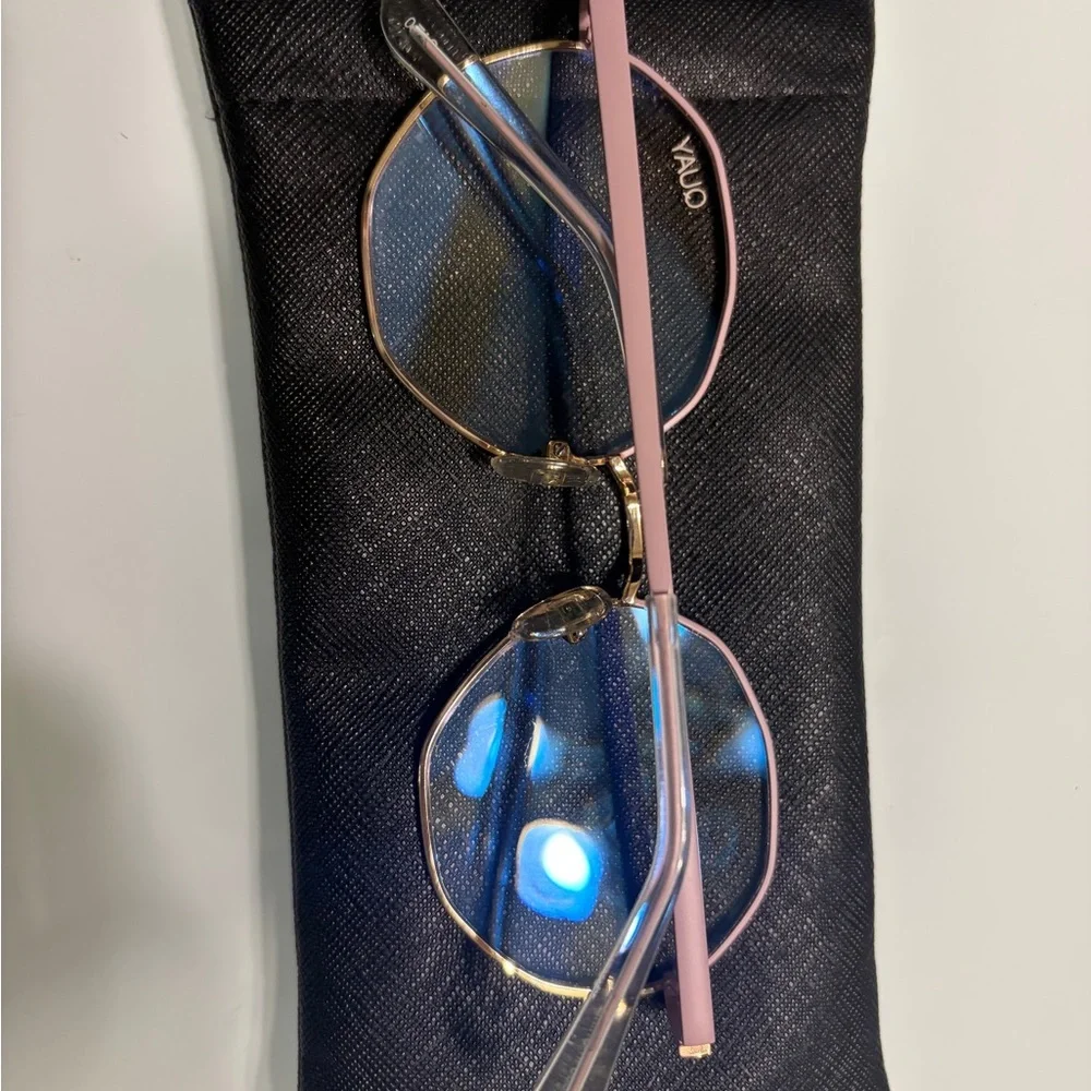 Quay Australia Pink and Gold Frame Glasses